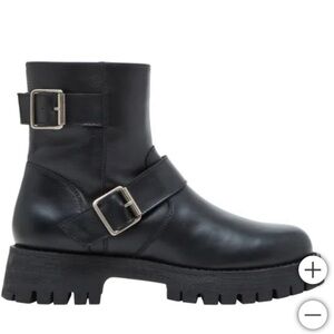 Steve Madden Black Leather Combat Boots-NIB